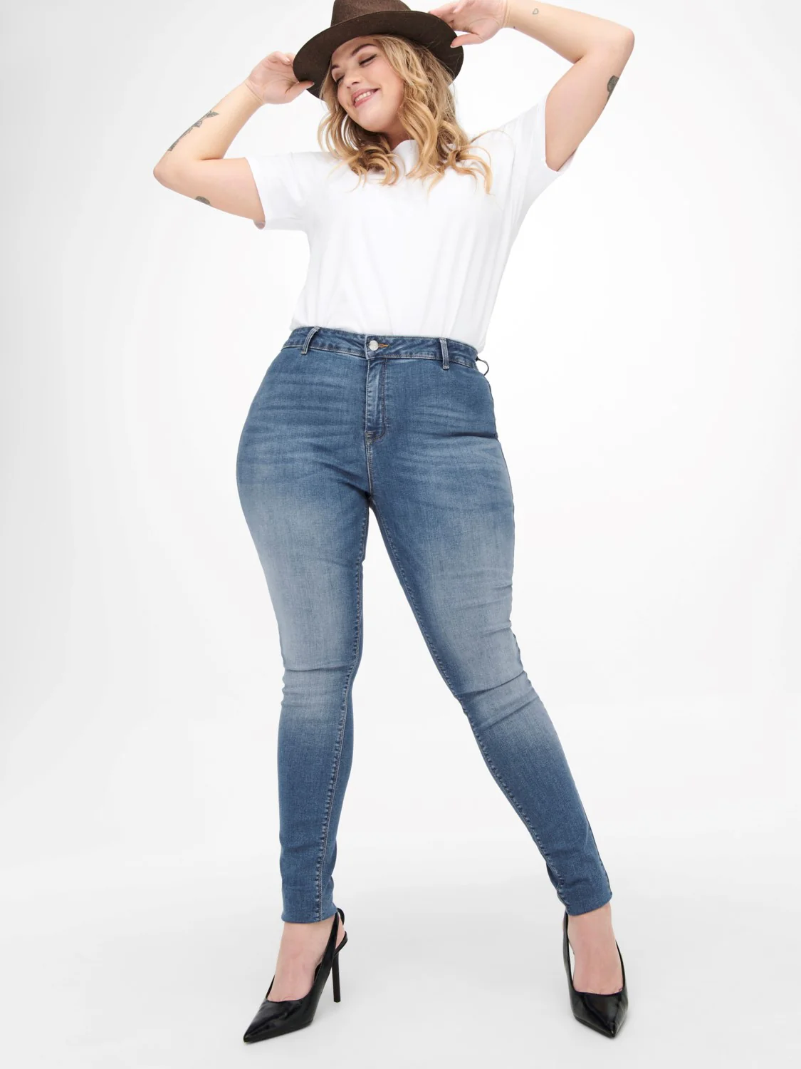 Carmakoma Jeggings Plus Size – Mørkeblå Skinny Høj Talje