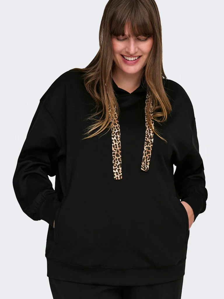 CarAlina - Hættetrøje med Leopard Bånd