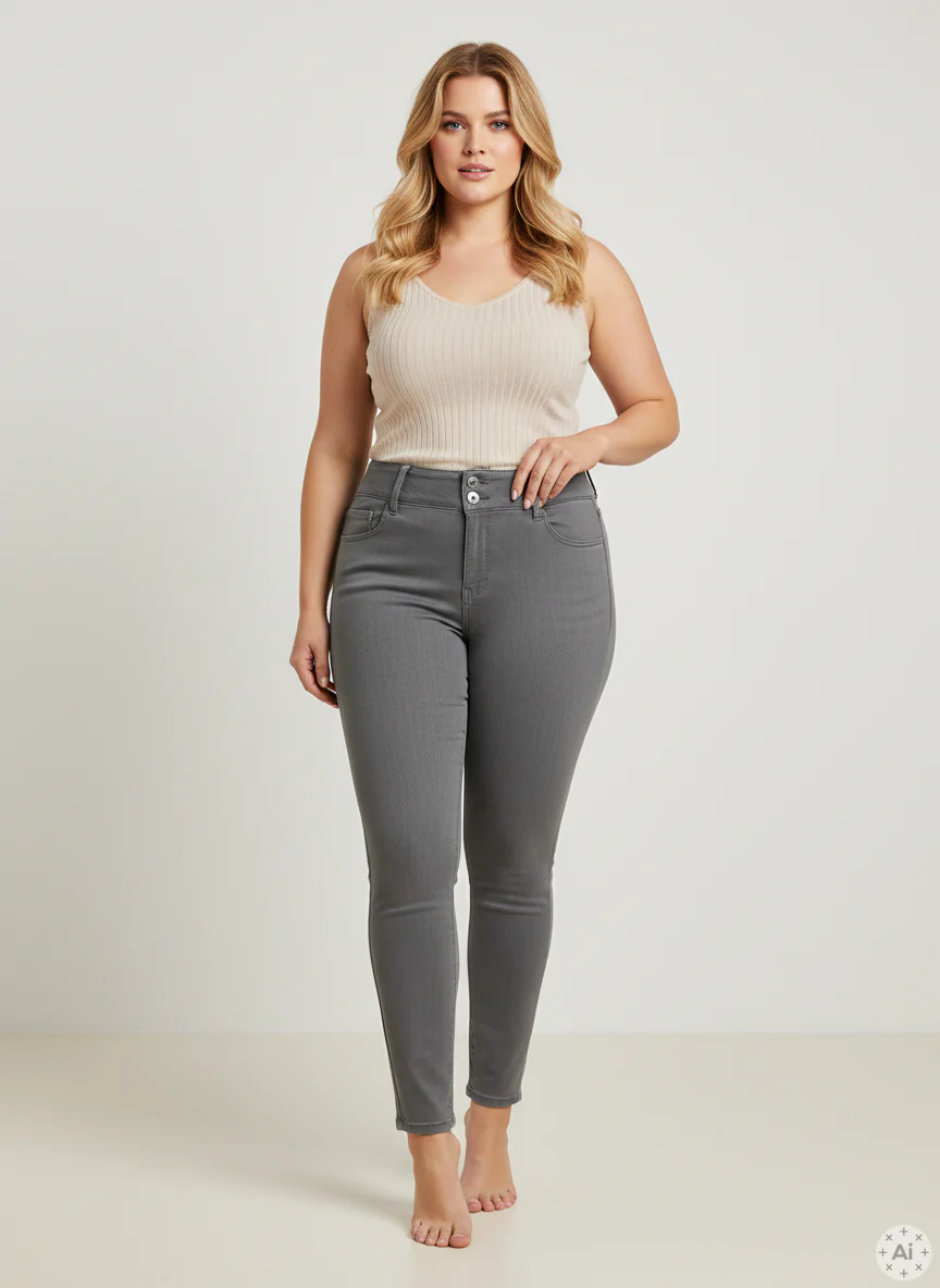 CarAnna - Tætsiddende Jeans - Grå