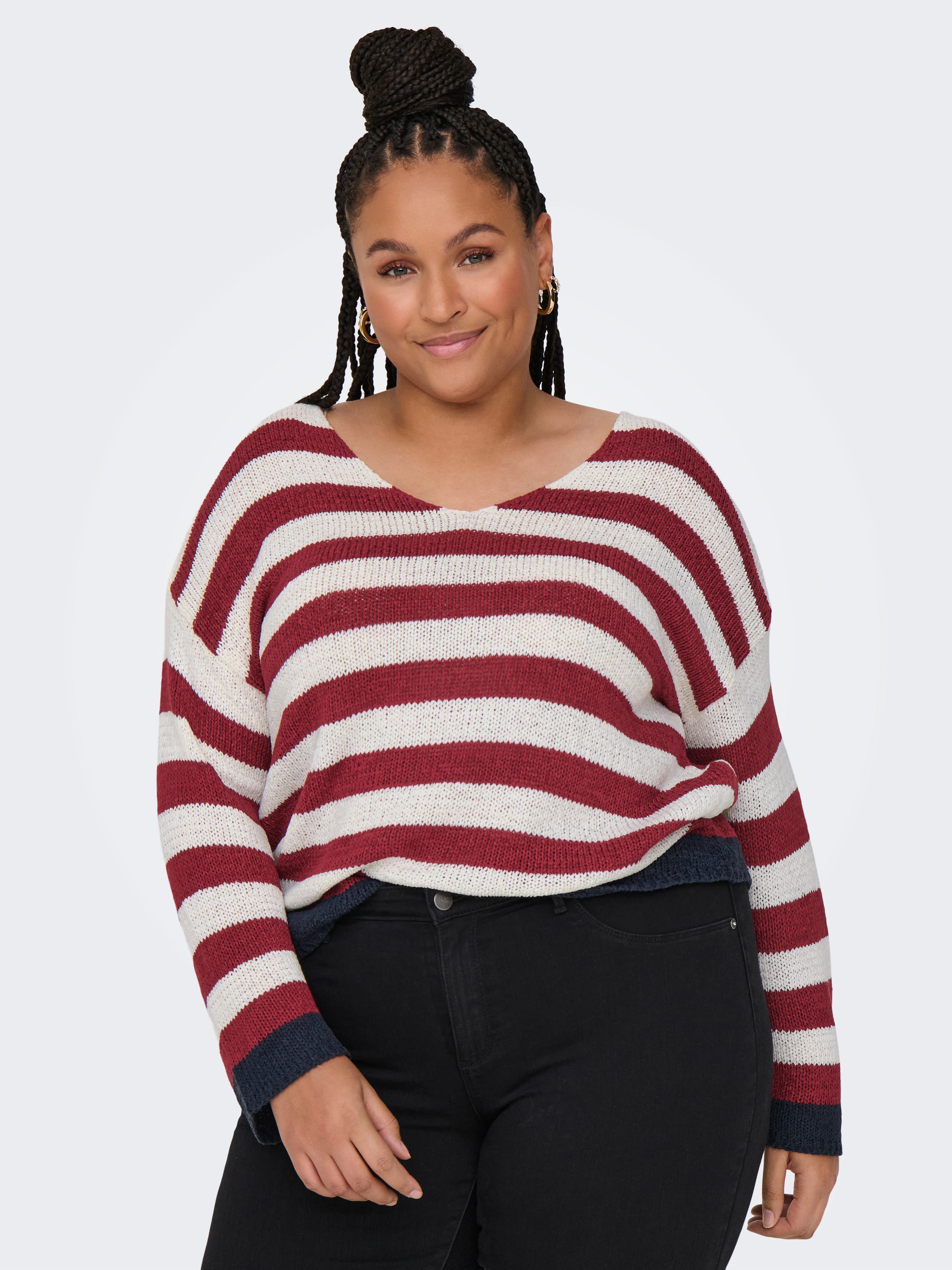 CARGENNA - Strikbluse med V-hals