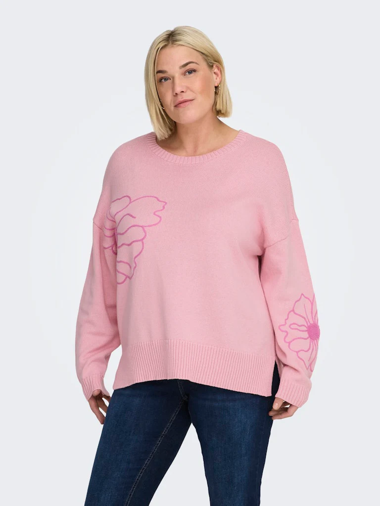 CarPetra - Strikbluse med Broderet Blomst - Image 11
