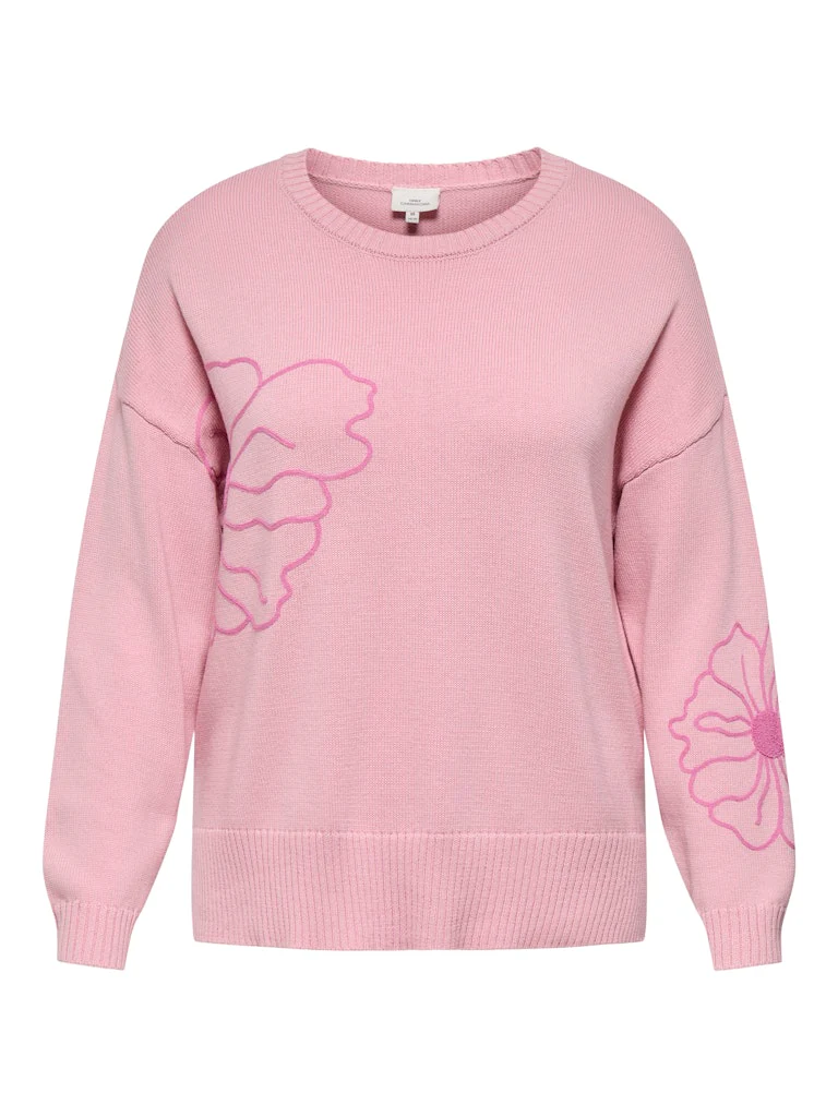 CarPetra - Strikbluse med Broderet Blomst - Image 8