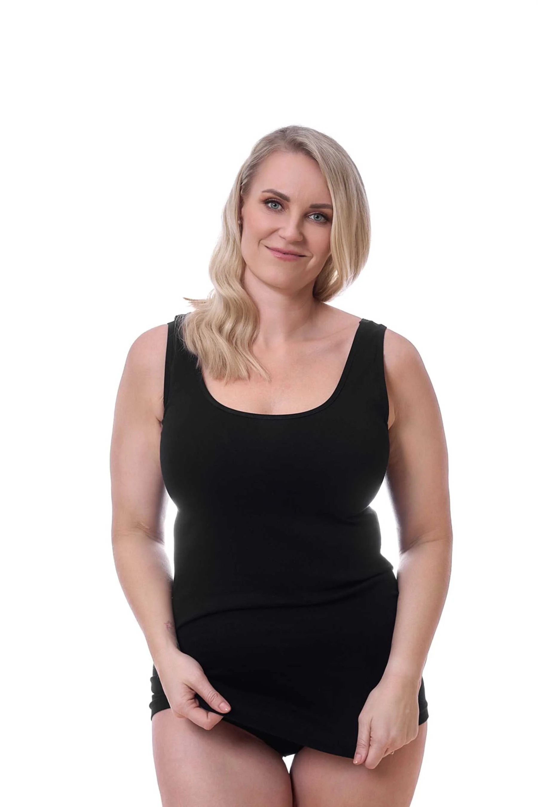 PlEssential Singlet - Sort Top Bomuld - Image 2