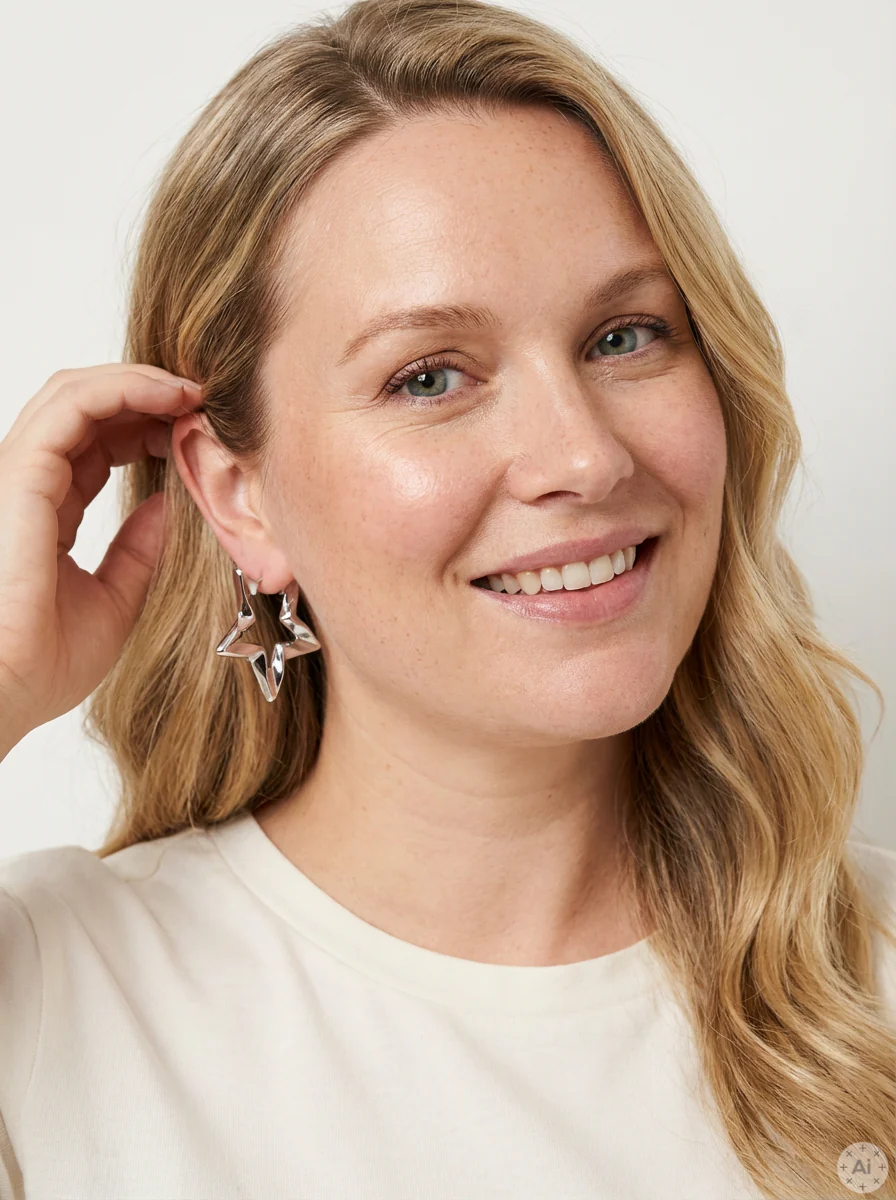 PcGulia - Hjerte / Stjerne Creol Ørering - Image 2