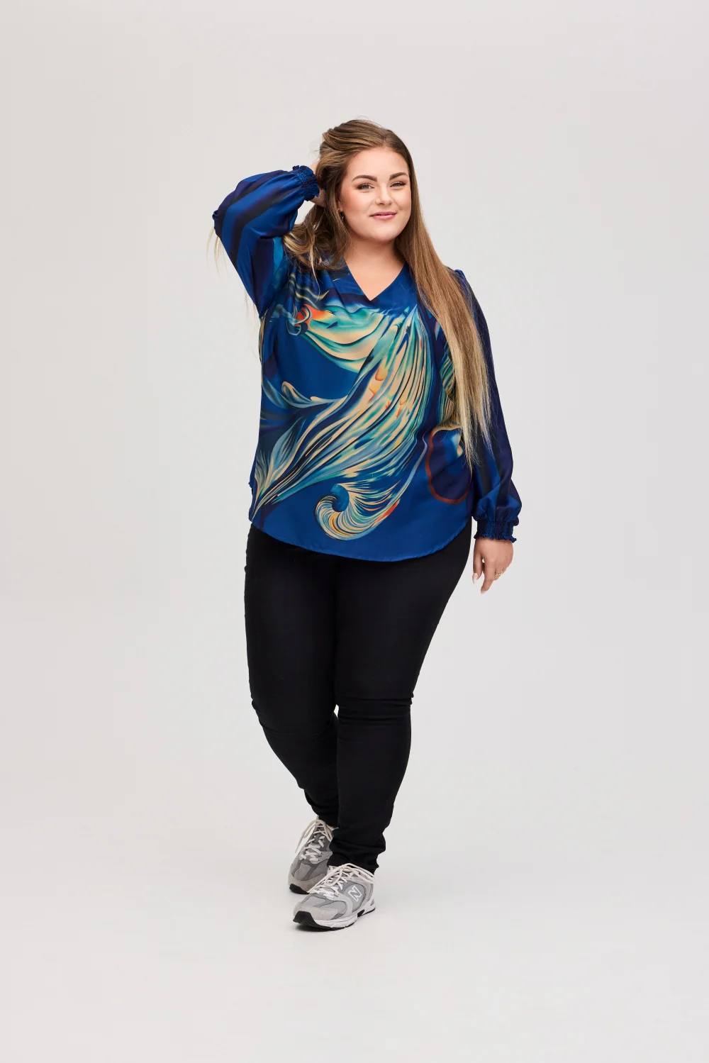 OxGraphic Print - Blå Bluse