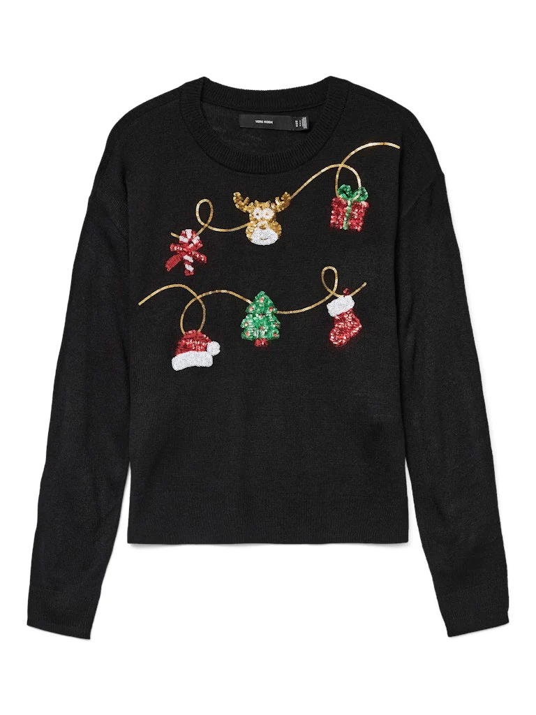 VMCGLITTER - Strikbluse med Jule Broderi / Pailletter - Image 4