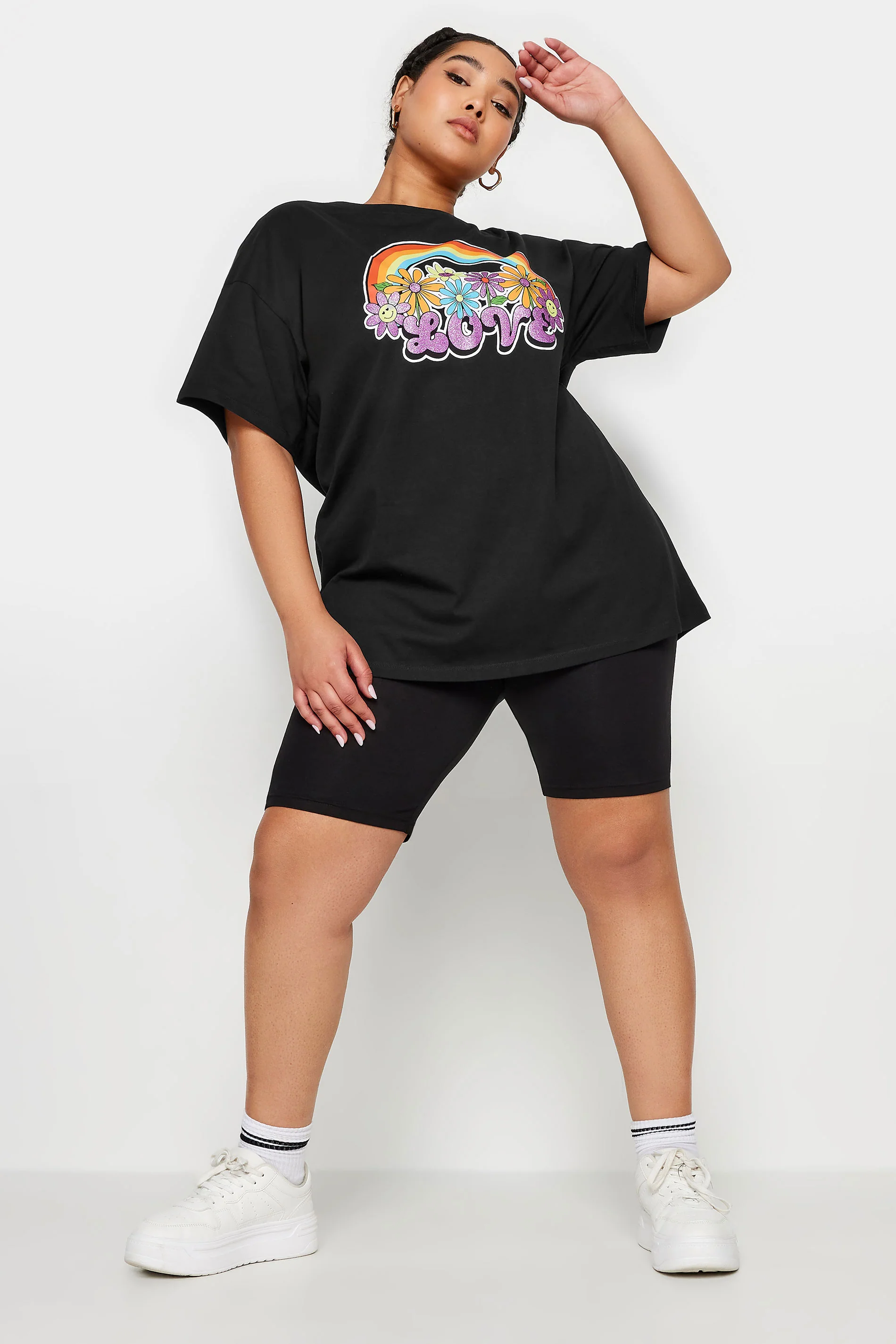 YoRainbow Print Slogan Oversized T-Shirt - Image 5