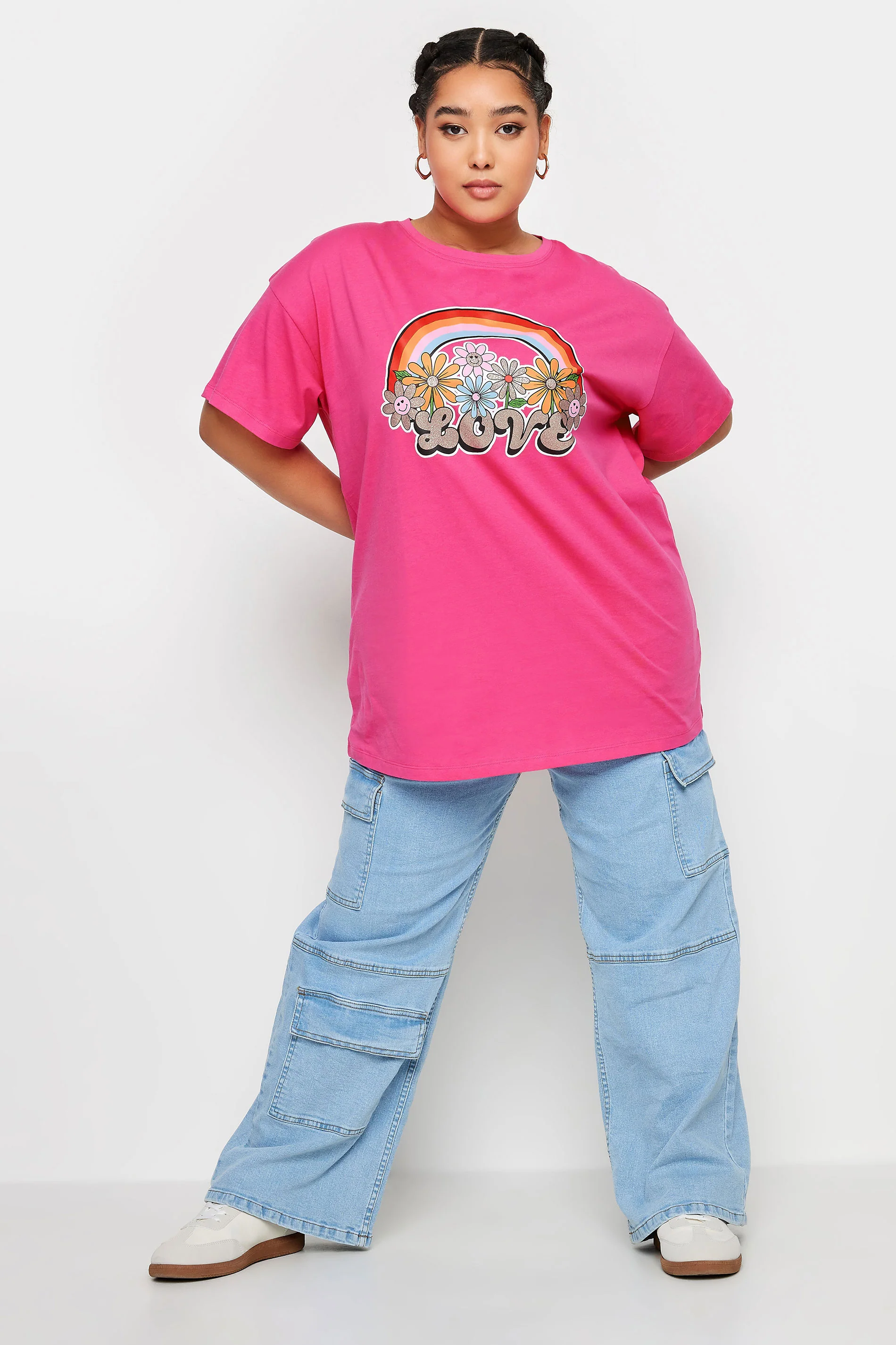 YoRainbow Print Slogan Oversized T-Shirt - Image 6